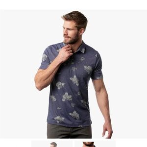 Travis Mathew Polarized Men’s Navy Floral Golf Polo Shirt Kapalua Logo Size 3XL